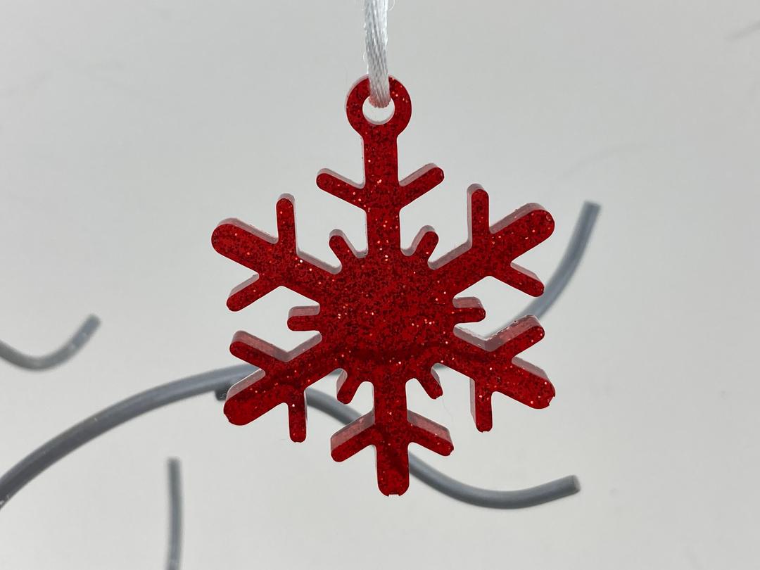 Red Snowflake Christmas Ornament 2