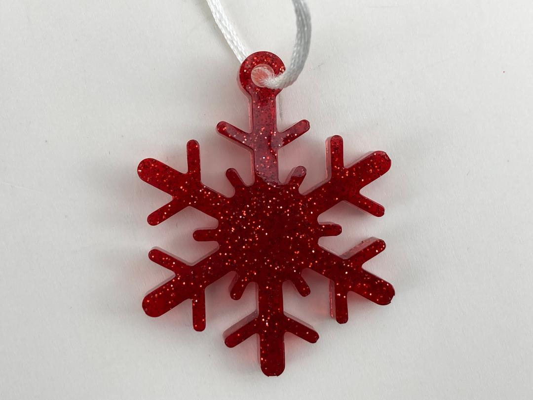 Red Snowflake Christmas Ornament 2