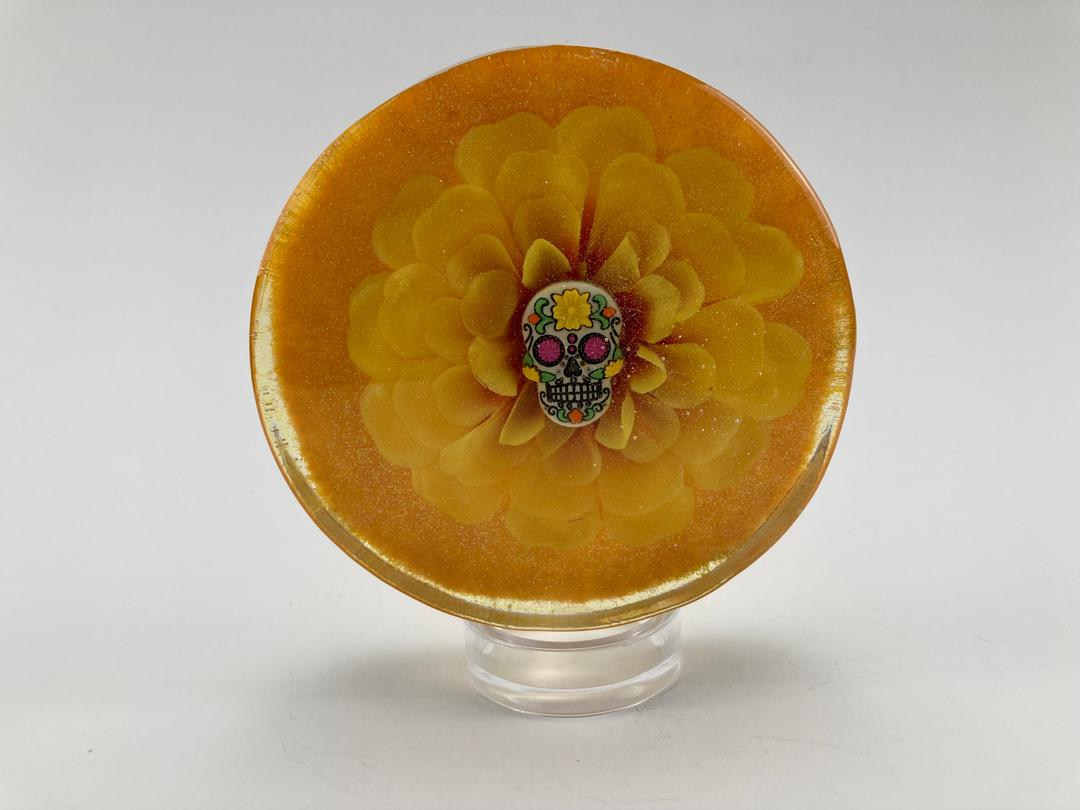 Sugar Skull blooming in a Marigold