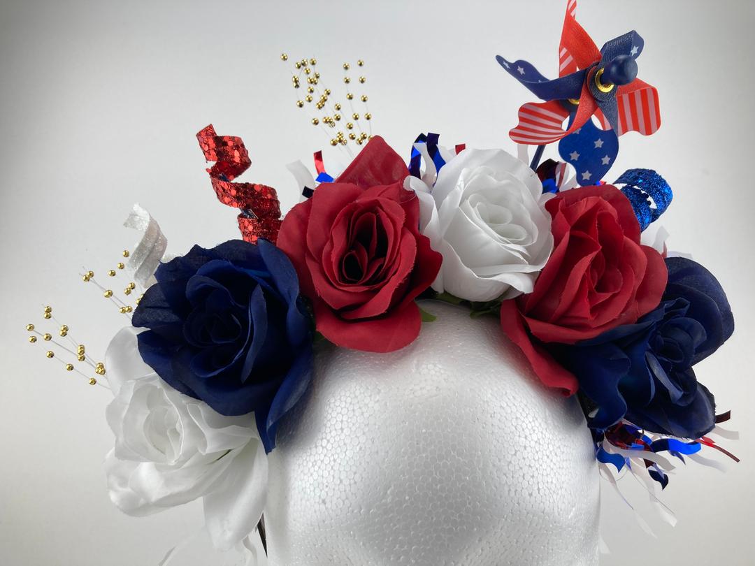 Red White and Blue Celebration Flower Crown #1