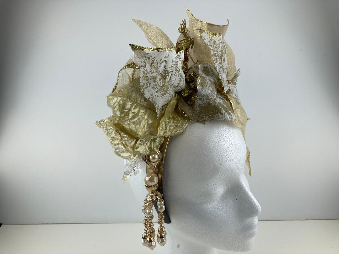 Gold, White and Sparkle Christmas Crown