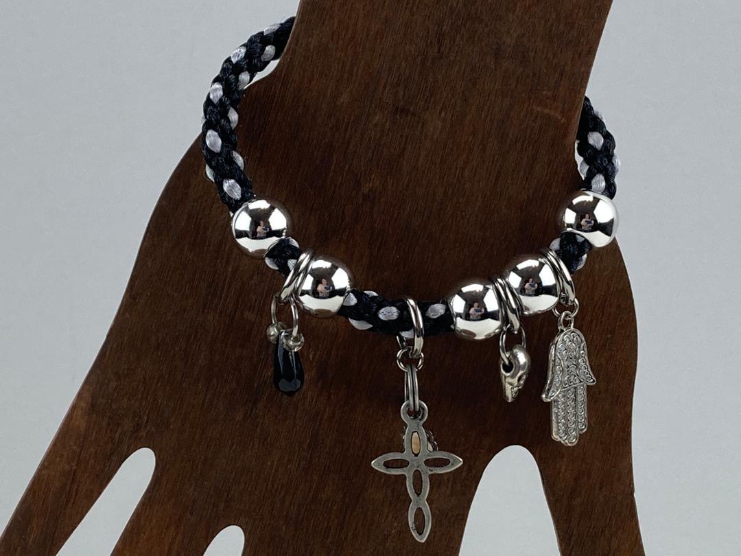 Black and White with Silver Beads and Charms