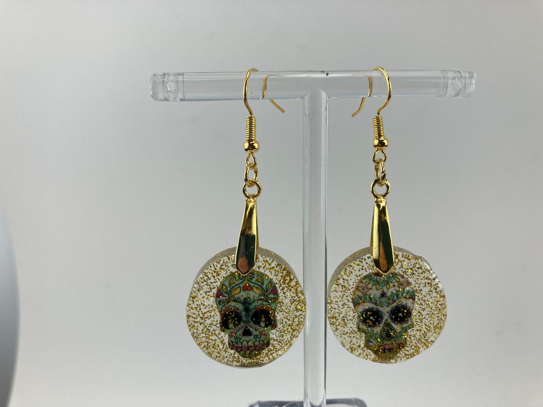 Sugar Skull Earrings in Epoxy Resin