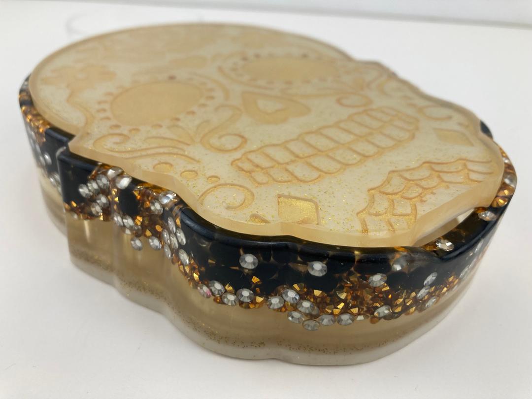   Gold and Black Sugar Skull Box