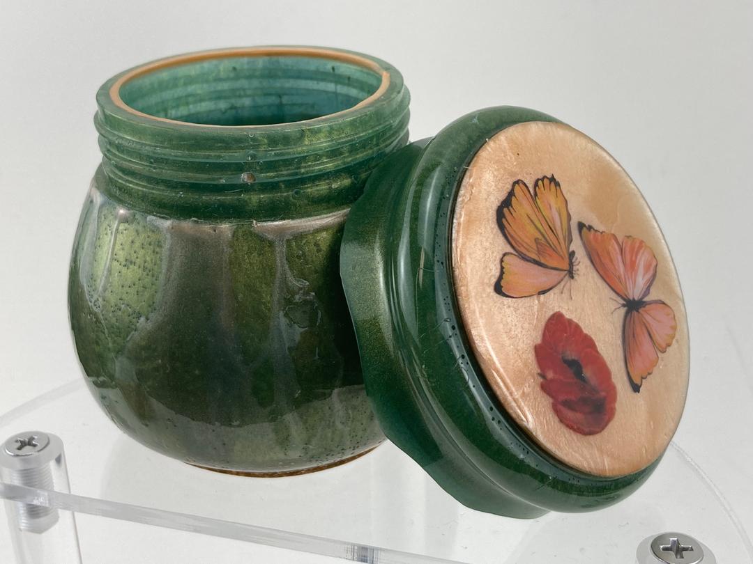 Green Magic Jar with Butterflys