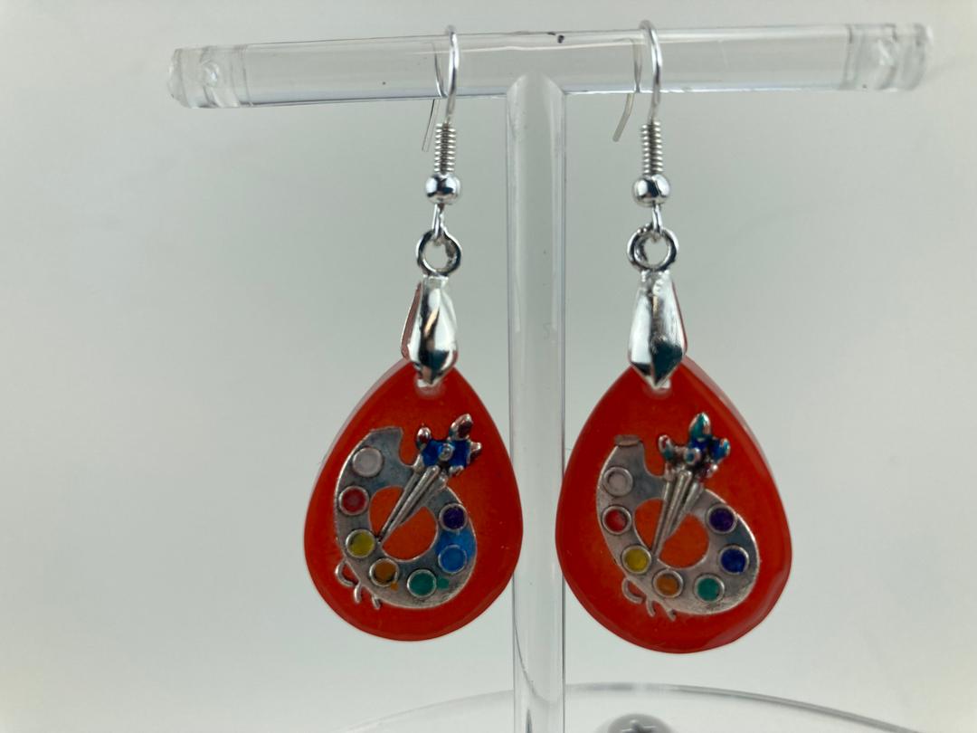 Red Teardrop Artist Palatte Earrings