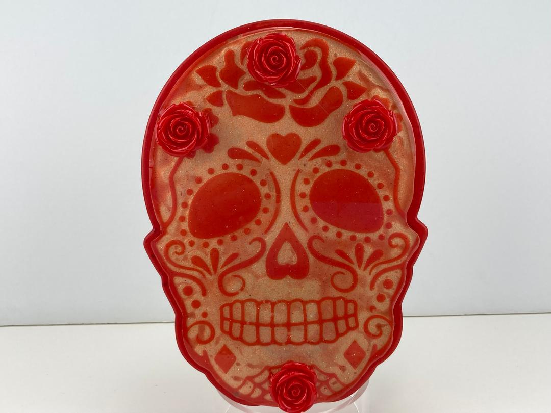 Red Roses and Gold Skull Box