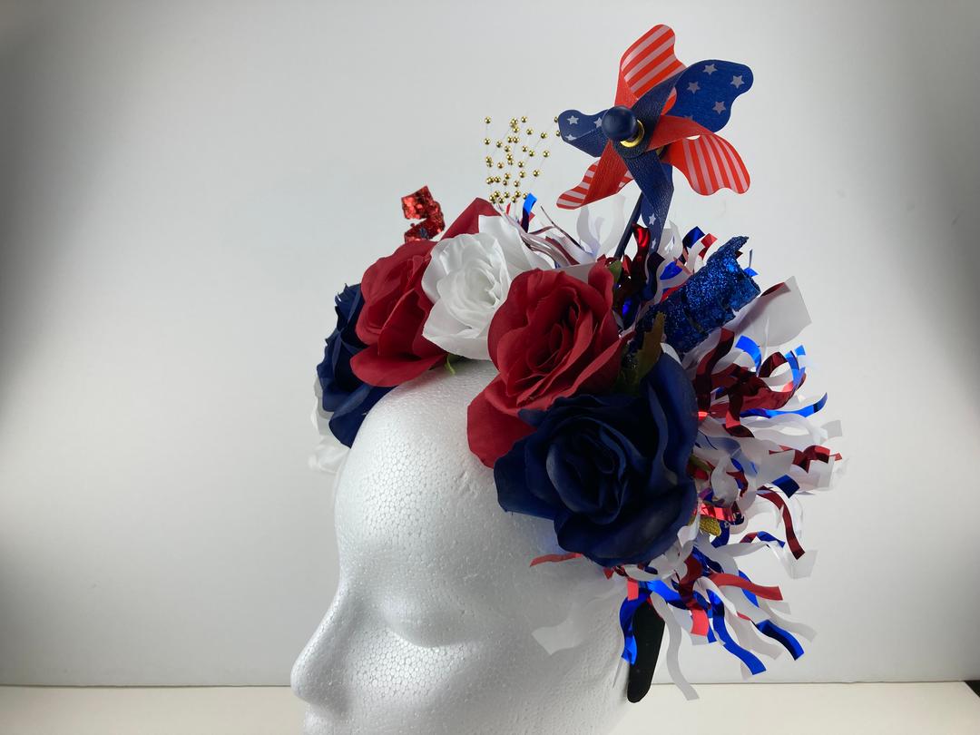 Red White and Blue Celebration Flower Crown #1