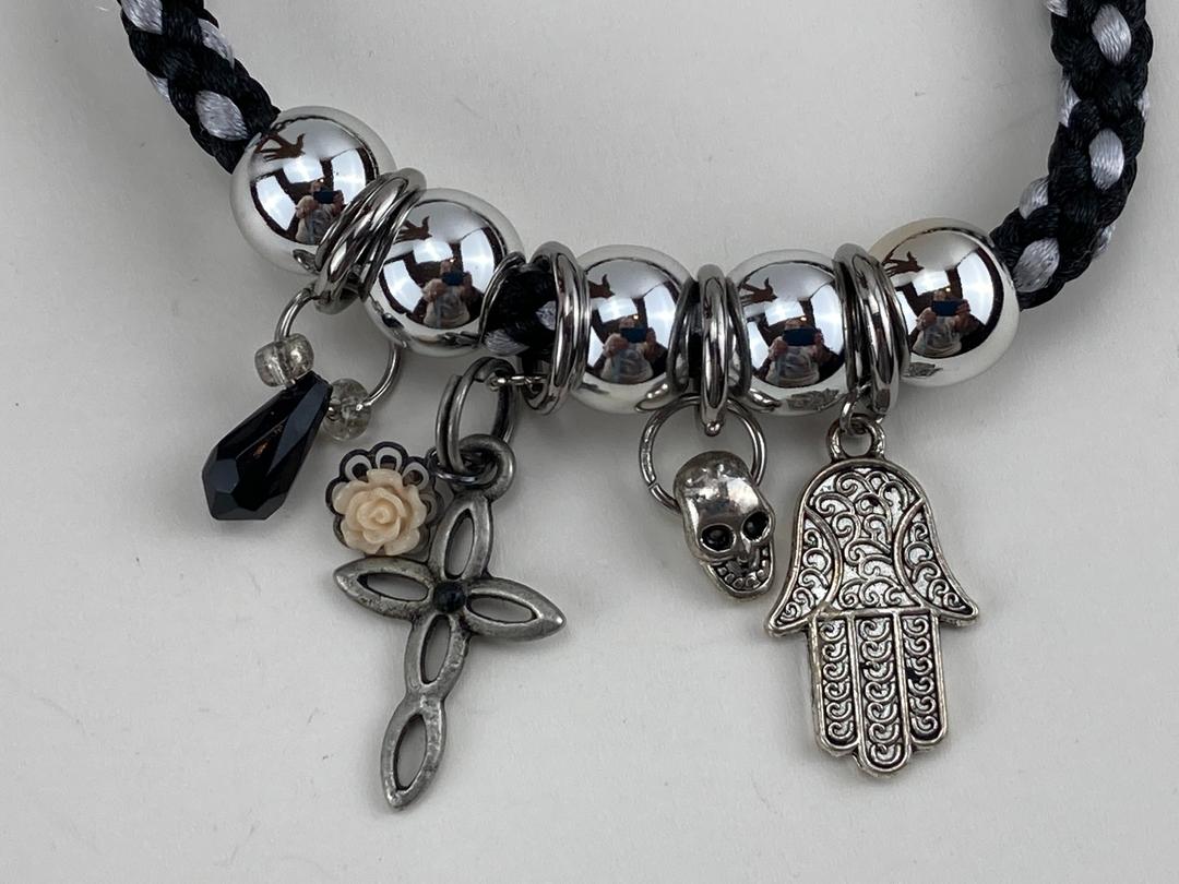 Black and White with Silver Beads and Charms