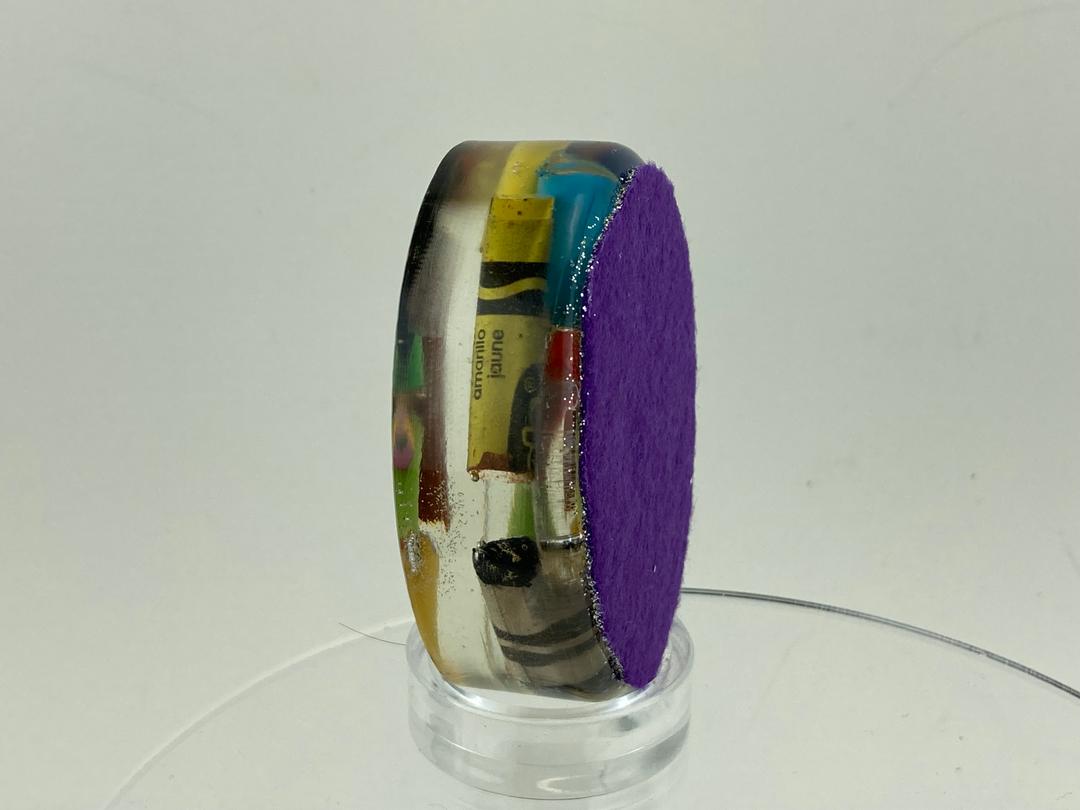 Oval Paperweight Yellow and Purple