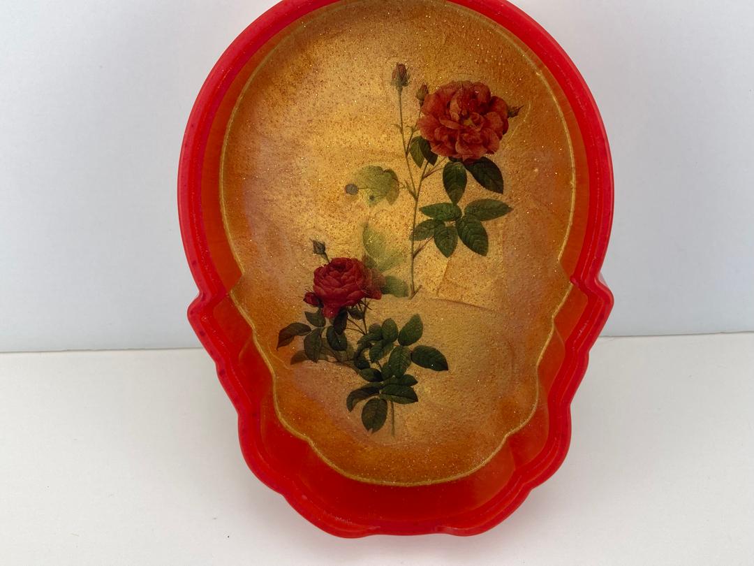 Red Roses and Gold Skull Box