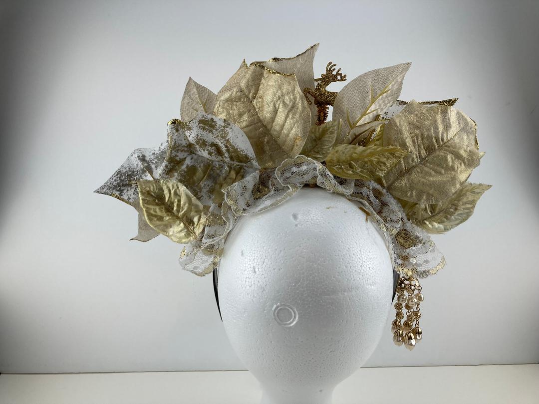 Gold, White and Sparkle Christmas Crown