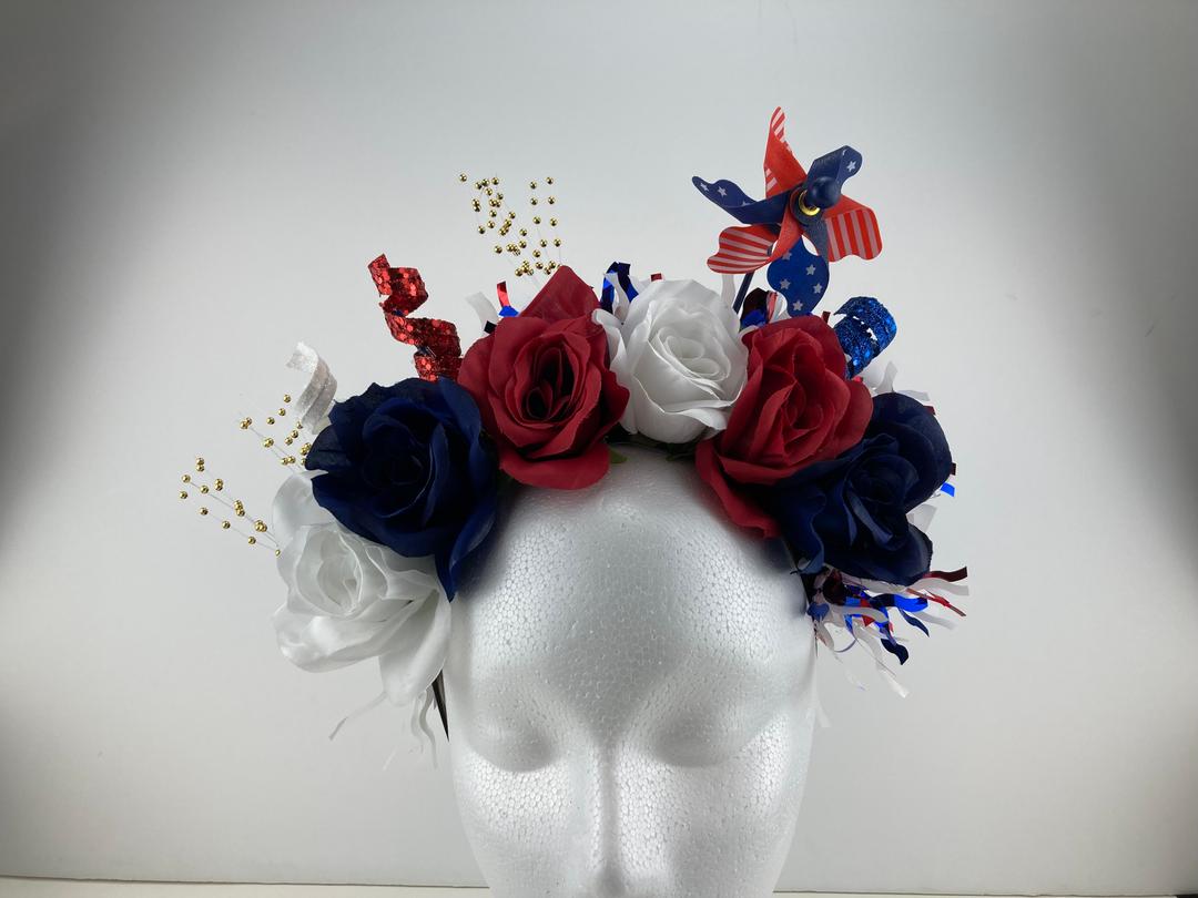 Red White and Blue Celebration Flower Crown #1