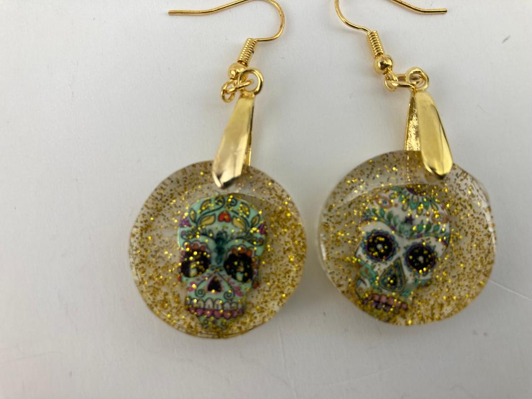 Sugar Skull Earrings in Epoxy Resin