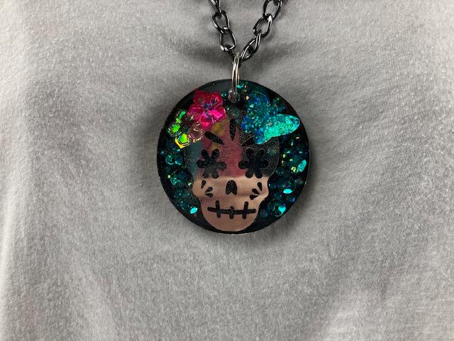 Sugar Skull and Sequins on a Chain