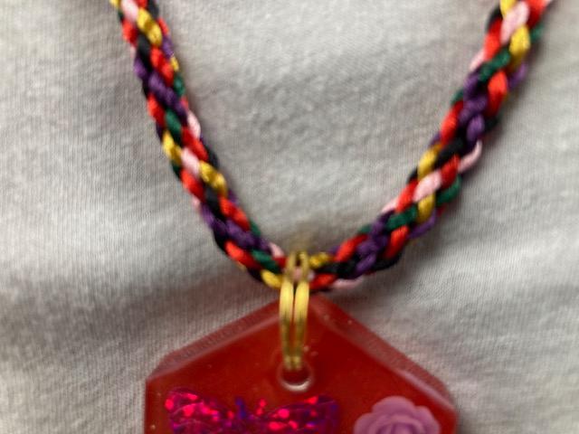 Bright and Colorful Sugar Skull Pendant and Cord
